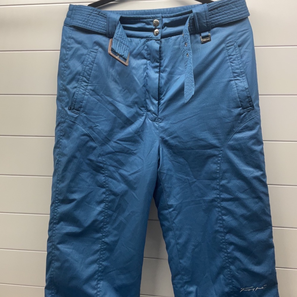 Vintage Forte Teal Blue Insulated Ski Pants Womens 10 Belted Snow Pants